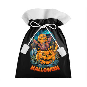 Подарочный 3D мешок с принтом Happy Halloween в Белгороде, 100% полиэстер | Размер: 29*39 см | Тематика изображения на принте: diy | ghost | halloween | horror | makeup | scary | skull clown | trick or treat | вампир | ведьма | кошка | луна | магия | ночь | тыква | хэллоуин