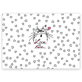 Поздравительная открытка с принтом Любовь - Кот в Белгороде, 100% бумага | плотность бумаги 280 г/м2, матовая, на обратной стороне линовка и место для марки
 | Тематика изображения на принте: cat | love | котики | коты | кошки | любовь | сердце