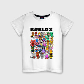 Детская футболка хлопок с принтом ROBLOX PIGGY в Белгороде, 100% хлопок | круглый вырез горловины, полуприлегающий силуэт, длина до линии бедер | piggy | roblox | roblox games | roblox piggy | игра роблокс | пигги. | роблокс | роблокс пигги | робукс