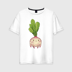 Женская футболка хлопок Oversize с принтом Милая тыква в Белгороде, 100% хлопок | свободный крой, круглый ворот, спущенный рукав, длина до линии бедер
 | арт | мило | милый | овощ | рисунок | свежий овощ | свежий продукт | тыква