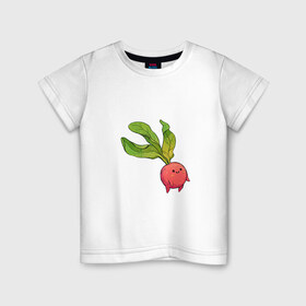Детская футболка хлопок с принтом Милая редиска в Белгороде, 100% хлопок | круглый вырез горловины, полуприлегающий силуэт, длина до линии бедер | арт | мило | милый | овощ | редис | редиска | рисунок | свежий овощ | свежий продукт