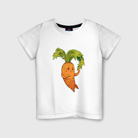 Детская футболка хлопок с принтом Милая морковка в Белгороде, 100% хлопок | круглый вырез горловины, полуприлегающий силуэт, длина до линии бедер | 