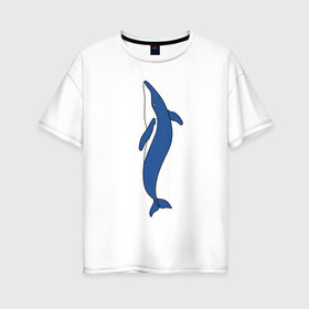 Женская футболка хлопок Oversize с принтом Кит в Белгороде, 100% хлопок | свободный крой, круглый ворот, спущенный рукав, длина до линии бедер
 | животное | кит | море | морской | плавание | свобода | синий
