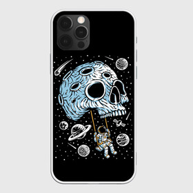 Чехол для iPhone 12 Pro с принтом Skull Space в Белгороде, силикон | область печати: задняя сторона чехла, без боковых панелей | art | asteroid | astronaut | meteorite | planets | satellite | skull | space | stars | арт | астероид | звезды | космонавт | космос | метеорит | планеты | спутник | череп