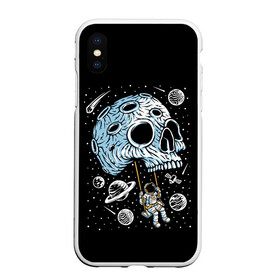 Чехол для iPhone XS Max матовый с принтом Skull Space в Белгороде, Силикон | Область печати: задняя сторона чехла, без боковых панелей | art | asteroid | astronaut | meteorite | planets | satellite | skull | space | stars | арт | астероид | звезды | космонавт | космос | метеорит | планеты | спутник | череп