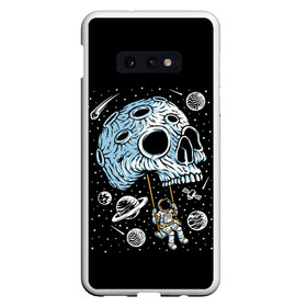 Чехол для Samsung S10E с принтом Skull Space в Белгороде, Силикон | Область печати: задняя сторона чехла, без боковых панелей | art | asteroid | astronaut | meteorite | planets | satellite | skull | space | stars | арт | астероид | звезды | космонавт | космос | метеорит | планеты | спутник | череп