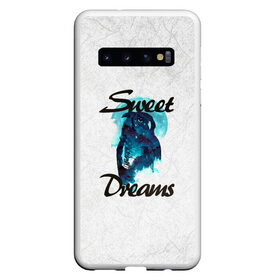 Чехол для Samsung Galaxy S10 с принтом Сова в Белгороде, Силикон | Область печати: задняя сторона чехла, без боковых панелей | sweet dreams | звезды | луна | ночная жизнь | ночь | сновидения | сны | сова | сон | спокойной ночи