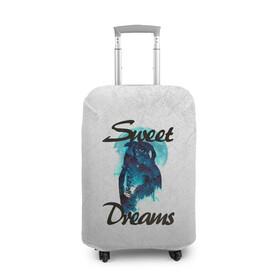Чехол для чемодана 3D с принтом Сова в Белгороде, 86% полиэфир, 14% спандекс | двустороннее нанесение принта, прорези для ручек и колес | sweet dreams | звезды | луна | ночная жизнь | ночь | сновидения | сны | сова | сон | спокойной ночи