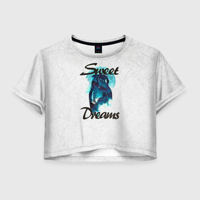 Женская футболка Crop-top 3D с принтом Сова в Белгороде, 100% полиэстер | круглая горловина, длина футболки до линии талии, рукава с отворотами | Тематика изображения на принте: sweet dreams | звезды | луна | ночная жизнь | ночь | сновидения | сны | сова | сон | спокойной ночи