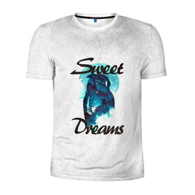 Мужская футболка 3D спортивная с принтом Сова в Белгороде, 100% полиэстер с улучшенными характеристиками | приталенный силуэт, круглая горловина, широкие плечи, сужается к линии бедра | Тематика изображения на принте: sweet dreams | звезды | луна | ночная жизнь | ночь | сновидения | сны | сова | сон | спокойной ночи