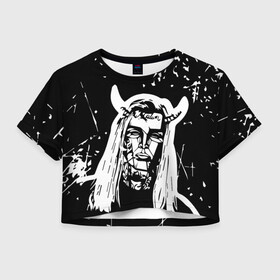 Женская футболка Crop-top 3D с принтом GHOSTEMANE в Белгороде, 100% полиэстер | круглая горловина, длина футболки до линии талии, рукава с отворотами | 1930 | blackmage | flesh | ghost | ghoste | ghostemane | ghostman | ghostmane | hexada | kreep | mane | mercury | music | nihil | noise | omnis | parv0 | pouya | rap | suicideboys | venom | гостмейн | гостмэйн