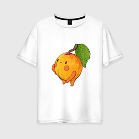 Женская футболка хлопок Oversize с принтом Спелый и сочный в Белгороде, 100% хлопок | свободный крой, круглый ворот, спущенный рукав, длина до линии бедер
 | абрикос | абрикосы | арт | мило | милота | персик | персики | рисунок | свежий продукт | свежий фрукт | фрукт