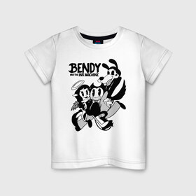 Детская футболка хлопок с принтом Bendy And The Ink Machine в Белгороде, 100% хлопок | круглый вырез горловины, полуприлегающий силуэт, длина до линии бедер | bendy | bendy and the ink machine | бенди | бени | бенни | бэнди | детская | детям | игра | капли | компьютерная игра | краска | машина | подтеки | ужастик | чернила | чернильная