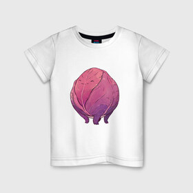 Детская футболка хлопок с принтом Фиолетовая капуста в Белгороде, 100% хлопок | круглый вырез горловины, полуприлегающий силуэт, длина до линии бедер | арт | капуста | краснокочанная капуста | мило | милота | овощ | рисунок | свежий овощ | свежий продукт | фиолетовая капуста