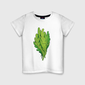 Детская футболка хлопок с принтом Рукола в Белгороде, 100% хлопок | круглый вырез горловины, полуприлегающий силуэт, длина до линии бедер | арт | зеленый | мило | милота | рисунок | рукола | свежие специи | свежий продукт | специи