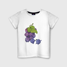 Детская футболка хлопок с принтом Виноградинки в Белгороде, 100% хлопок | круглый вырез горловины, полуприлегающий силуэт, длина до линии бедер | Тематика изображения на принте: арт | веточка винограда | виноград | виноградинки | мило | милота | рисунок | свежая ягода | свежие ягоды | свежий продукт | синий виноград | ягода | ягоды