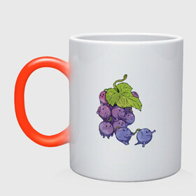 Кружка хамелеон с принтом Виноградинки в Белгороде, керамика | меняет цвет при нагревании, емкость 330 мл | арт | веточка винограда | виноград | виноградинки | мило | милота | рисунок | свежая ягода | свежие ягоды | свежий продукт | синий виноград | ягода | ягоды