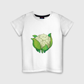 Детская футболка хлопок с принтом Милая капуста в Белгороде, 100% хлопок | круглый вырез горловины, полуприлегающий силуэт, длина до линии бедер | арт | капуста | мило | милота | овощ | овощи | рисунок | свежие овощи | свежий овощ | свежий продукт | цветная капуста