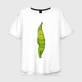 Мужская футболка хлопок Oversize с принтом Фасоль в Белгороде, 100% хлопок | свободный крой, круглый ворот, “спинка” длиннее передней части | арт | мило | милота | овощ | овощи | рисунок | свежие овощи | свежий овощ | свежий продукт | фасолинка | фасоль