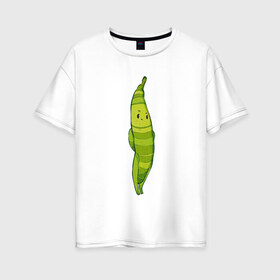 Женская футболка хлопок Oversize с принтом Фасоль в Белгороде, 100% хлопок | свободный крой, круглый ворот, спущенный рукав, длина до линии бедер
 | арт | мило | милота | овощ | овощи | рисунок | свежие овощи | свежий овощ | свежий продукт | фасолинка | фасоль