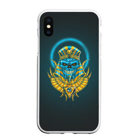 Чехол для iPhone XS Max матовый с принтом PHARAOH 2.0 в Белгороде, Силикон | Область печати: задняя сторона чехла, без боковых панелей | Тематика изображения на принте: абстракция | геометрия | головы животных | злое | необычное | неон | прикольное | текстура | черепа | эпичное | яркое