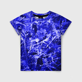 Детская футболка 3D с принтом Dark Blue Gan в Белгороде, 100% гипоаллергенный полиэфир | прямой крой, круглый вырез горловины, длина до линии бедер, чуть спущенное плечо, ткань немного тянется | Тематика изображения на принте: abstraction | blue | frost | frozen | ice | shine | surface | texture | абстракция | блеск | замерзший | лед | мороз | поверхность | синий | текстура