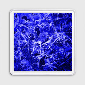 Магнит 55*55 с принтом Dark Blue Gan в Белгороде, Пластик | Размер: 65*65 мм; Размер печати: 55*55 мм | Тематика изображения на принте: abstraction | blue | frost | frozen | ice | shine | surface | texture | абстракция | блеск | замерзший | лед | мороз | поверхность | синий | текстура