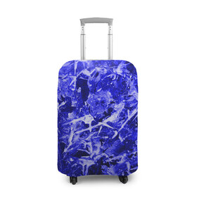 Чехол для чемодана 3D с принтом Dark Blue Gan в Белгороде, 86% полиэфир, 14% спандекс | двустороннее нанесение принта, прорези для ручек и колес | Тематика изображения на принте: abstraction | blue | frost | frozen | ice | shine | surface | texture | абстракция | блеск | замерзший | лед | мороз | поверхность | синий | текстура