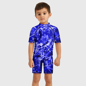 Детский купальный костюм 3D с принтом Dark Blue Gan в Белгороде, Полиэстер 85%, Спандекс 15% | застежка на молнии на спине | Тематика изображения на принте: abstraction | blue | frost | frozen | ice | shine | surface | texture | абстракция | блеск | замерзший | лед | мороз | поверхность | синий | текстура