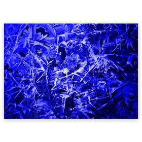 Поздравительная открытка с принтом Dark Blue Gan в Белгороде, 100% бумага | плотность бумаги 280 г/м2, матовая, на обратной стороне линовка и место для марки
 | abstraction | blue | frost | frozen | ice | shine | surface | texture | абстракция | блеск | замерзший | лед | мороз | поверхность | синий | текстура