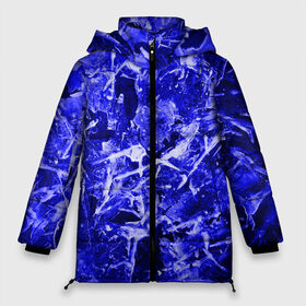 Женская зимняя куртка 3D с принтом Dark Blue Gan в Белгороде, верх — 100% полиэстер; подкладка — 100% полиэстер; утеплитель — 100% полиэстер | длина ниже бедра, силуэт Оверсайз. Есть воротник-стойка, отстегивающийся капюшон и ветрозащитная планка. 

Боковые карманы с листочкой на кнопках и внутренний карман на молнии | Тематика изображения на принте: abstraction | blue | frost | frozen | ice | shine | surface | texture | абстракция | блеск | замерзший | лед | мороз | поверхность | синий | текстура