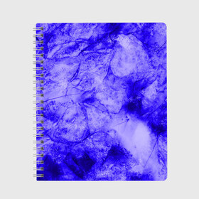 Тетрадь с принтом Ice-$$$ в Белгороде, 100% бумага | 48 листов, плотность листов — 60 г/м2, плотность картонной обложки — 250 г/м2. Листы скреплены сбоку удобной пружинной спиралью. Уголки страниц и обложки скругленные. Цвет линий — светло-серый
 | abstraction | blue | cracks | frozen | ice | lines | patterns | shapes | texture | абстракция | замерзший | лед | линии | синий | текстура | трещины | узоры | формы