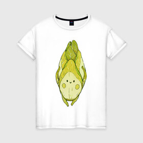 Женская футболка хлопок с принтом Цикорий в Белгороде, 100% хлопок | прямой крой, круглый вырез горловины, длина до линии бедер, слегка спущенное плечо | арт | мило | милота | овощ | овощи | рисунок | свежие овощи | свежий овощ | свежий продукт | цикорий