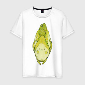 Мужская футболка хлопок с принтом Цикорий в Белгороде, 100% хлопок | прямой крой, круглый вырез горловины, длина до линии бедер, слегка спущенное плечо. | арт | мило | милота | овощ | овощи | рисунок | свежие овощи | свежий овощ | свежий продукт | цикорий