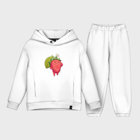 Детский костюм хлопок Oversize с принтом Довольная клубника в Белгороде,  |  | арт | белый цветок | белый цветочек | клубника | мило | милота | рисунок | свежая ягода | свежие ягоды | свежий продукт | цветок | цветочек | ягода | ягоды