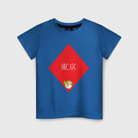 Детская футболка хлопок с принтом Японская фугу в Белгороде, 100% хлопок | круглый вырез горловины, полуприлегающий силуэт, длина до линии бедер | надпись | ромб | рыба | токио | фугу | японское