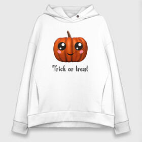 Женское худи Oversize хлопок с принтом Halloween pumpkin в Белгороде, френч-терри — 70% хлопок, 30% полиэстер. Мягкий теплый начес внутри —100% хлопок | боковые карманы, эластичные манжеты и нижняя кромка, капюшон на магнитной кнопке | halloween | pumpkin | trick or treat | кошелек или жизнь | подарок на хэллуин | тыква