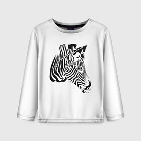 Детский лонгслив 3D с принтом Zebra в Белгороде, 100% полиэстер | длинные рукава, круглый вырез горловины, полуприлегающий силуэт
 | africa | black | savanna | stripe | white | zebra | африка | белый | зебра | полоска | саванна | черный