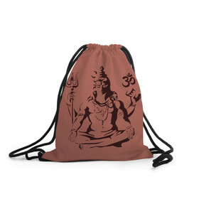 Рюкзак-мешок 3D с принтом Бог Шива в Белгороде, 100% полиэстер | плотность ткани — 200 г/м2, размер — 35 х 45 см; лямки — толстые шнурки, застежка на шнуровке, без карманов и подкладки | бог шива. | духовность | иероглифы | индийские боги | индуистское божество