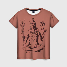 Женская футболка 3D с принтом Бог Шива в Белгороде, 100% полиэфир ( синтетическое хлопкоподобное полотно) | прямой крой, круглый вырез горловины, длина до линии бедер | бог шива. | духовность | иероглифы | индийские боги | индуистское божество