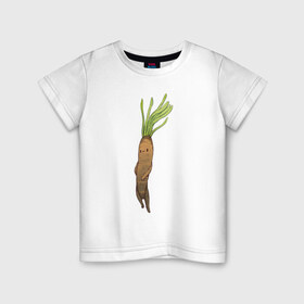 Детская футболка хлопок с принтом Сладкий корень в Белгороде, 100% хлопок | круглый вырез горловины, полуприлегающий силуэт, длина до линии бедер | арт | куфелька | мило | милота | овощ | овощи | рисунок | свежие овощи | свежий овощ | свежий продукт | скорцонера испанская | сладкий корень | чёрный корень