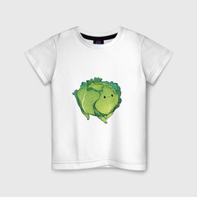 Детская футболка хлопок с принтом Симпатичная капуста в Белгороде, 100% хлопок | круглый вырез горловины, полуприлегающий силуэт, длина до линии бедер | Тематика изображения на принте: арт | капуста | милая капуста | мило | милота | овощ | овощи | рисунок | свежие овощи | свежий овощ | свежий продукт