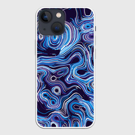 Чехол для iPhone 13 mini с принтом Синие линии в Белгороде,  |  | abstract | flow | lines | paint | space | абстракция | движение | космос | краска | линии | пятна | синий | течение | фиолетовый