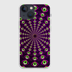 Чехол для iPhone 13 mini с принтом Fractal в Белгороде,  |  | abstraction | fractal | light green | mandala | pattern | pink | shape | symmetry | texture | абстракция | розовый | салатовый | симметрия | текстура | узор | формы | фрактал