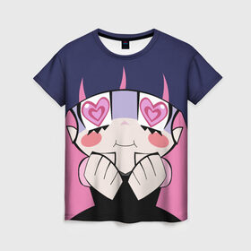 Женская футболка 3D с принтом STOKING (PANTY&STOKING ANIME) в Белгороде, 100% полиэфир ( синтетическое хлопкоподобное полотно) | прямой крой, круглый вырез горловины, длина до линии бедер | anime | cute | hearts | kawaii | panty | stoking | аниме | кавай | сердечки | труська | чулка | чулко