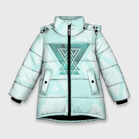 Зимняя куртка для девочек 3D с принтом SCANDI FORCE в Белгороде, ткань верха — 100% полиэстер; подклад — 100% полиэстер, утеплитель — 100% полиэстер. | длина ниже бедра, удлиненная спинка, воротник стойка и отстегивающийся капюшон. Есть боковые карманы с листочкой на кнопках, утяжки по низу изделия и внутренний карман на молнии. 

Предусмотрены светоотражающий принт на спинке, радужный светоотражающий элемент на пуллере молнии и на резинке для утяжки. | force | зеленый | магический | сила | символы | скандинавский | стильный | треугольник | энергия