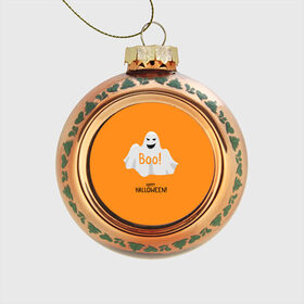 Стеклянный ёлочный шар с принтом Halloween в Белгороде, Стекло | Диаметр: 80 мм | ghost | halloween | jack | lantern | pumpkin | призрак | светильник джека | хэллоуин