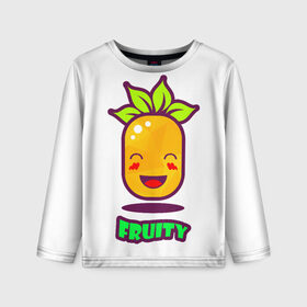 Детский лонгслив 3D с принтом Fruity в Белгороде, 100% полиэстер | длинные рукава, круглый вырез горловины, полуприлегающий силуэт
 | Тематика изображения на принте: fruit | ананас | вкусно | сладость | фрукты