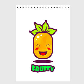 Скетчбук с принтом Fruity в Белгороде, 100% бумага
 | 48 листов, плотность листов — 100 г/м2, плотность картонной обложки — 250 г/м2. Листы скреплены сверху удобной пружинной спиралью | fruit | ананас | вкусно | сладость | фрукты