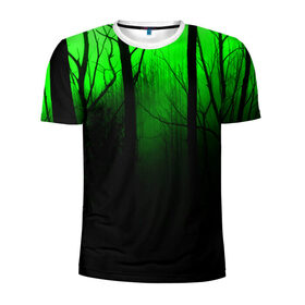 Мужская футболка 3D спортивная с принтом G-loomy в Белгороде, 100% полиэстер с улучшенными характеристиками | приталенный силуэт, круглая горловина, широкие плечи, сужается к линии бедра | fog | forest | gloomy | green fog | night | radiation | trees | деревья | зеленый туман | лес | мрачный | ночь | радиация | туман